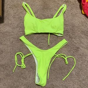 Neon Yellow Cut Out Side Tie Bikini *Oh Polly Dupe